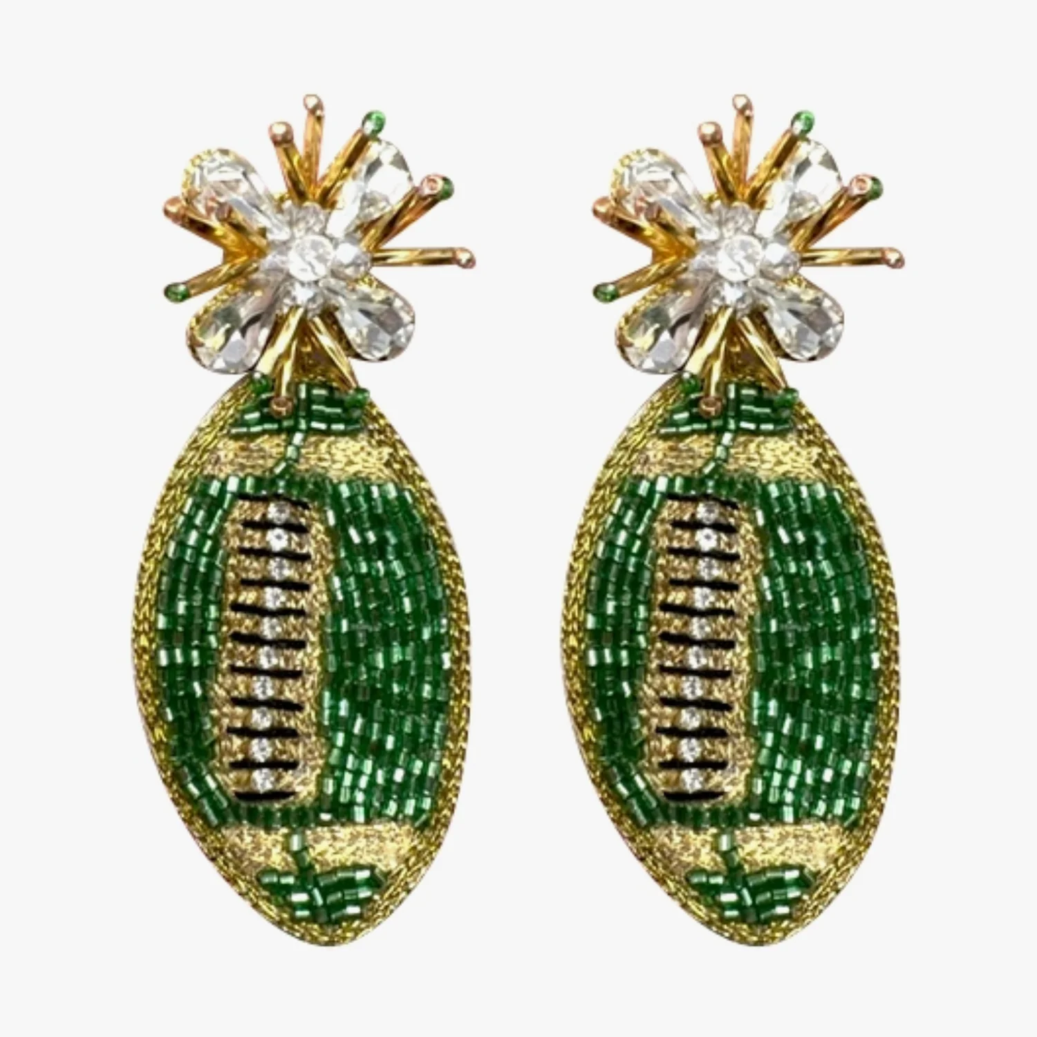 Game Day Football Earrings - Green and Gold