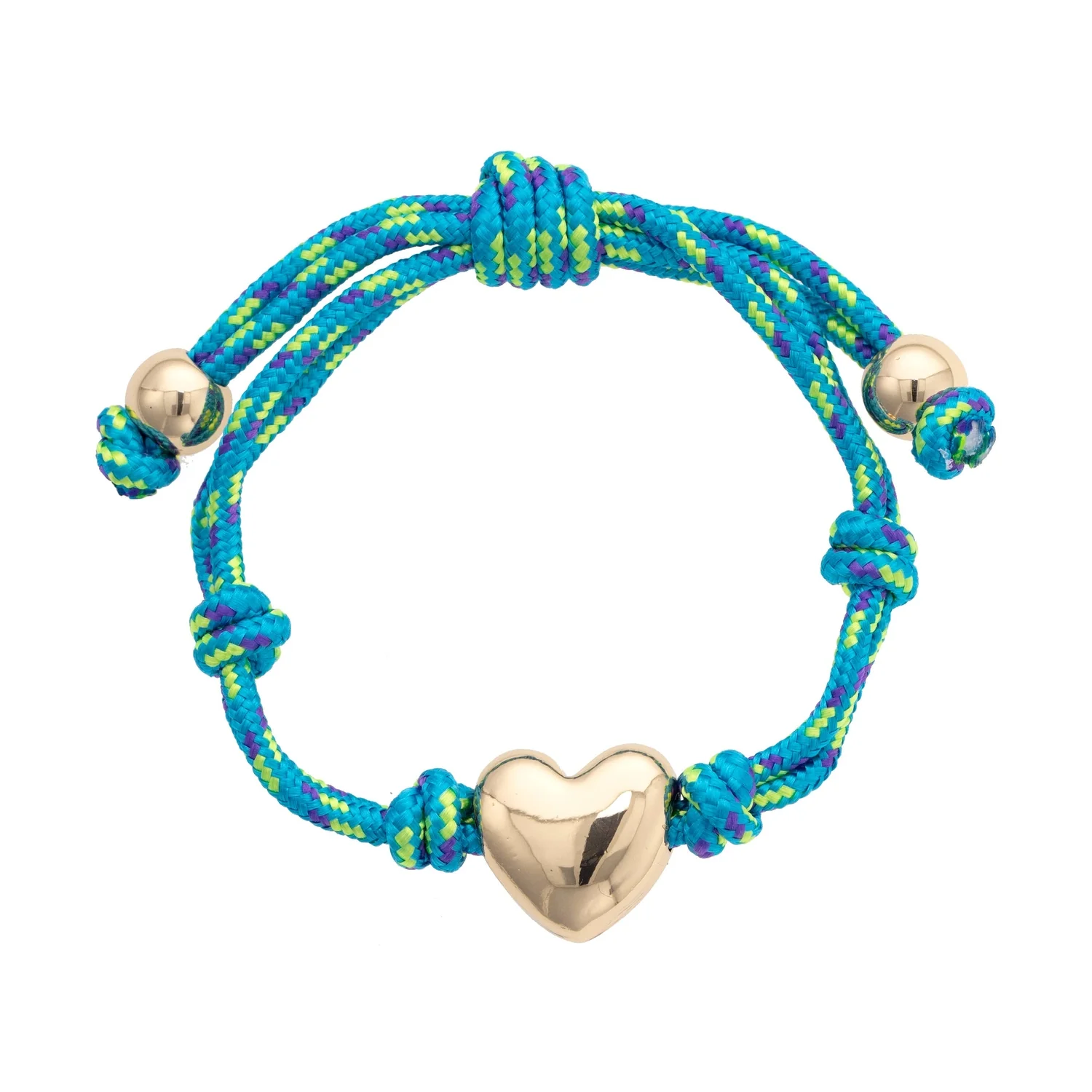 Puffy Heart Paracord Bracelet - Teal
