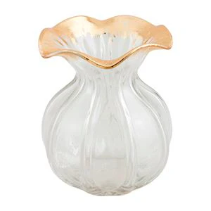 Ruffled Gold Glass Vase - Image 2